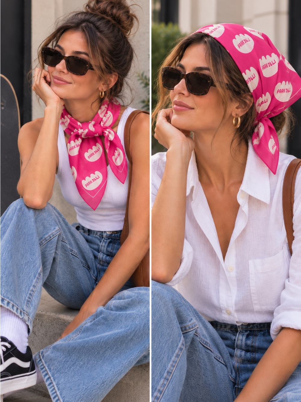 Park Deli Pink Bandana Scarf Brooklyn Skate Streetwear Kawaii Graphic Y2K